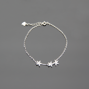 Bransoletka srebrna z cyrkoniami kwiatki